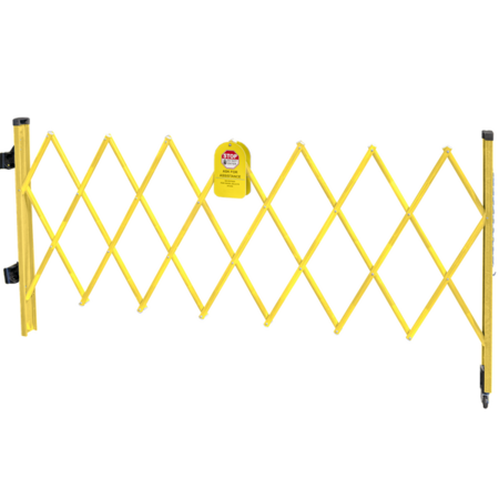 BALLYMORE Adjustable Aisle Safety Barricade Gate, Fiberglass, 52 in. H, 14 in.-12 ft W, Yellow, 2PK SAFETY GATE FIBERGLASS-Y